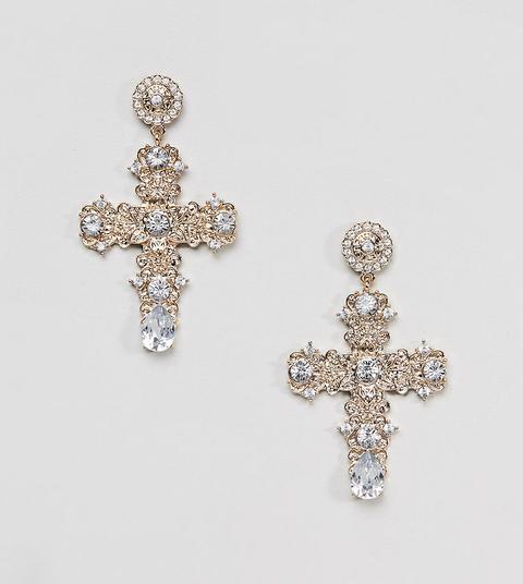 Liars & Lovers Baroque Style Oversized Cross Earrings