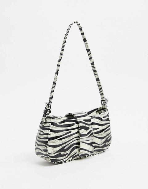 Asos Design 90s Shoulder Bag In Glow In The Dark Zebra Print-multi
