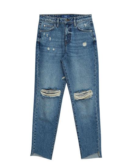 Jeans Mom Fit Strappi