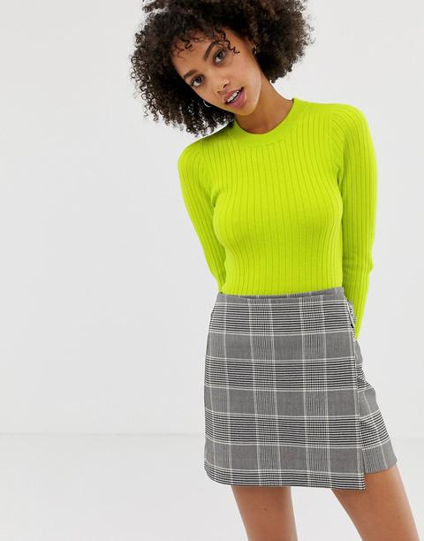 Asos Design - Pull Côtelé En Maille Fine - Vert