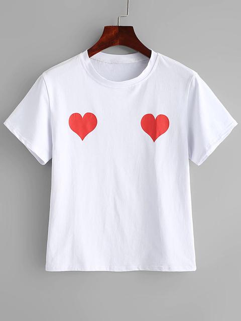 T-shirt A Maniche Corte Con Stampa A Cuore