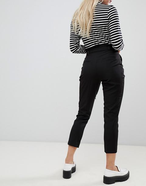 New Look Petite Tie Waist Trousers In 