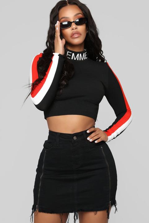 Femme Ain't Frail Sweater - Black/red