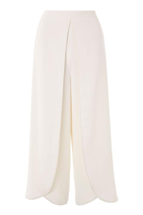 Split Front Cropped Wide Leg Trousers