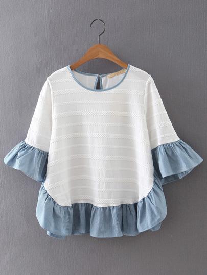 Blusa Volantes Manga Acampanada Multicolor