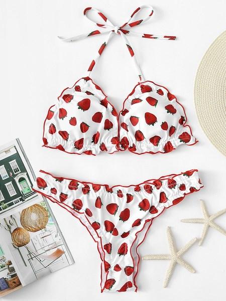 Strawberry Print Bikini Set