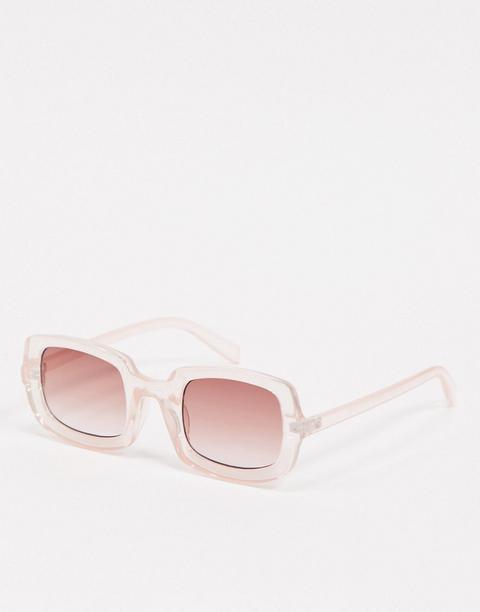 Aj Morgan Oversized Square Sunglasses In Clear Pink