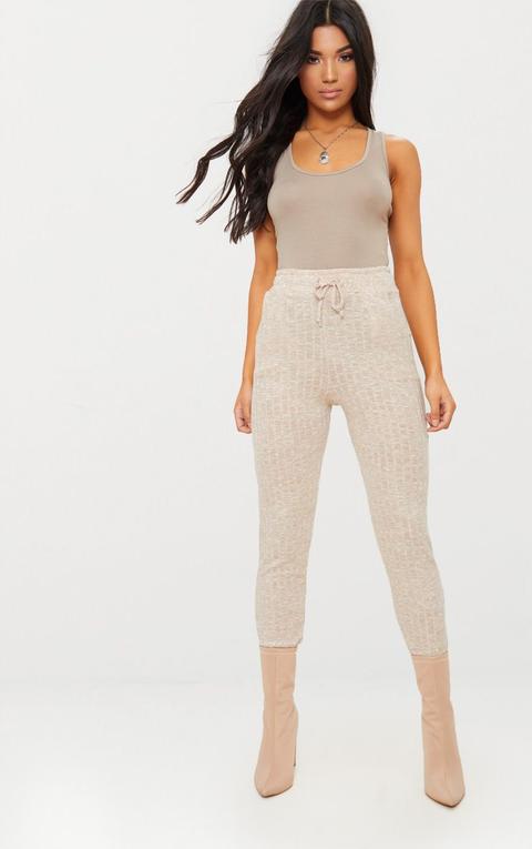 Stone Rib Knit Joggers, White