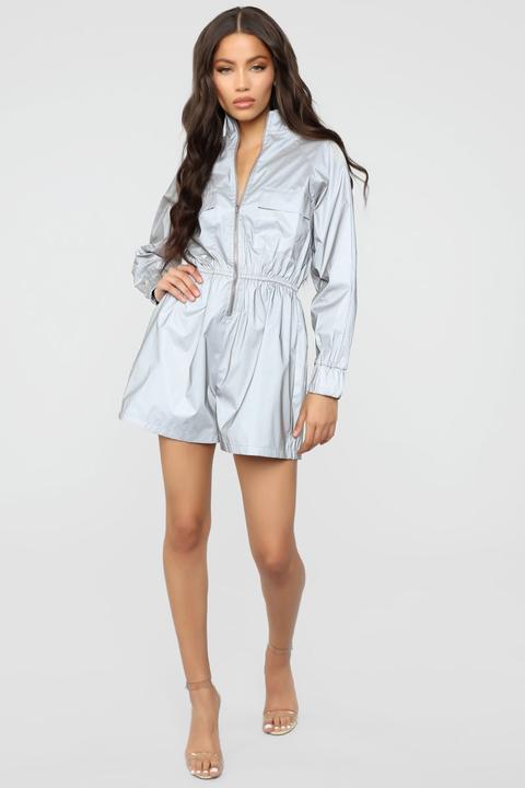 Reflect On The Haters Lounge Romper - Silver