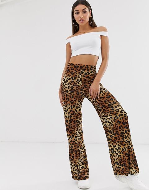 Pantalones De Pernera Ancha Con Estampado De Leopardo De Asos Design-multicolor