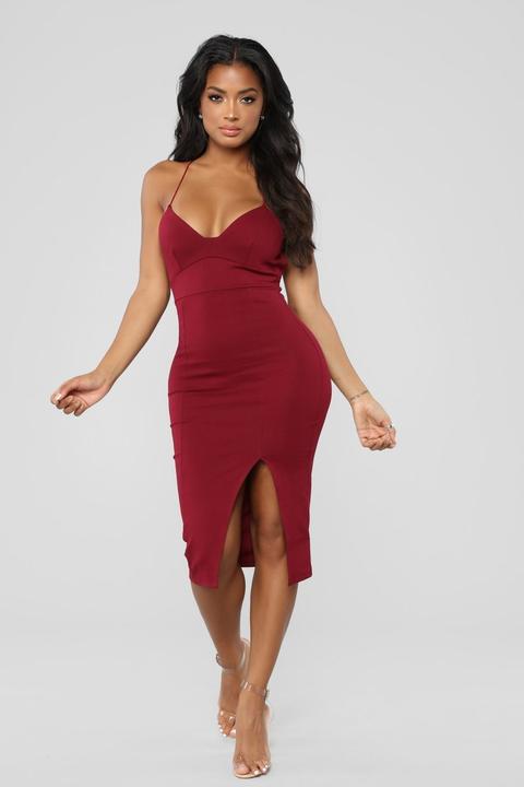 Jonelle Midi Dress - Burgundy