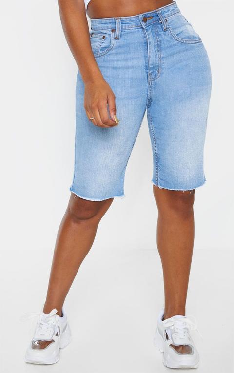 high waisted longline denim shorts