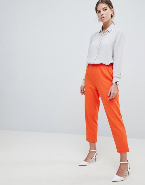 Asos Design - Pantaloni Stretti In Fondo In Crêpe Di Jersey Senza Chiusura - Arancione