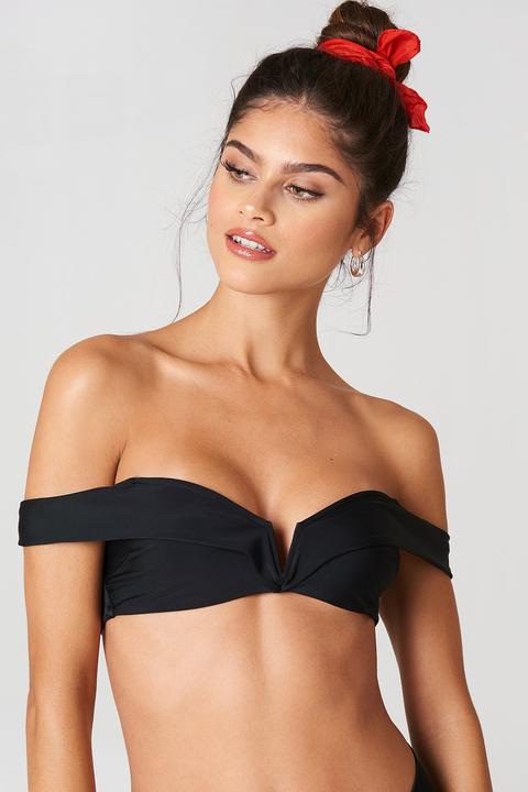 Folded Bandeau Bikini Top Black