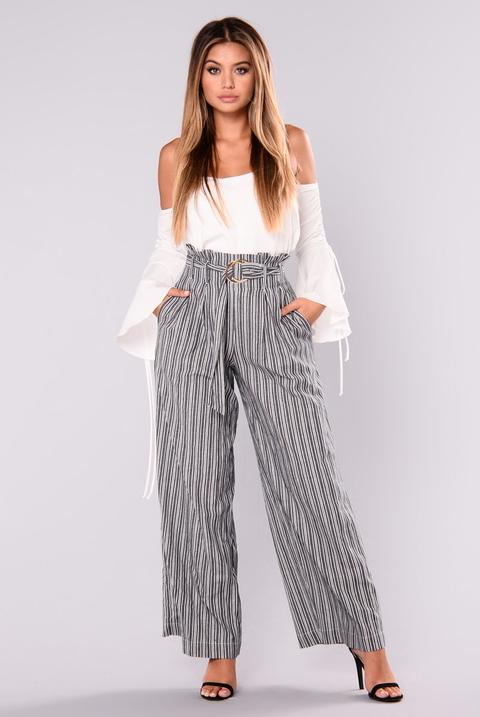 Katrina Stripe Pants - Navy