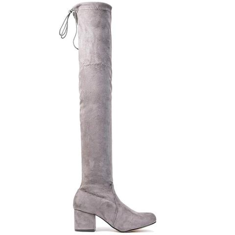 Charlotte - Heeled Over The Knee Boots In Grey