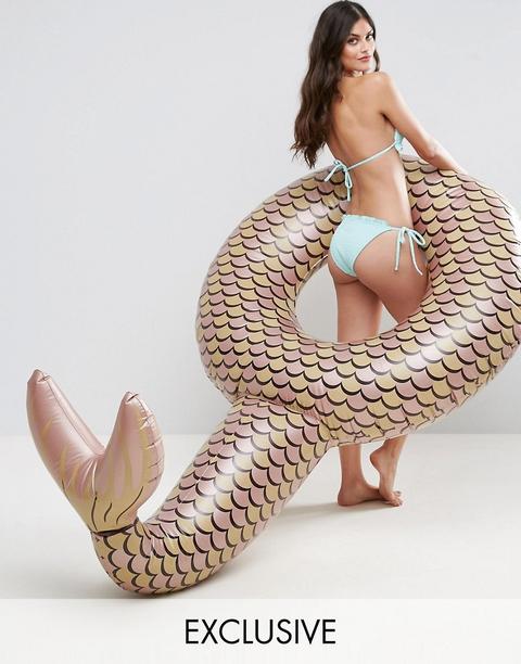 Hinchable Para Piscina Con Diseño De Sirena En Dorado Rosa De Big Mouth