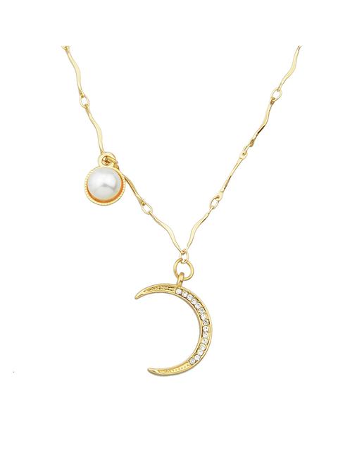 Collana Forma Luna Con Strass Oro