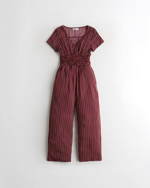 Mädels Kurz Geschnittener Jumpsuit Mit Weitem Bein Und Gesmokter Taille