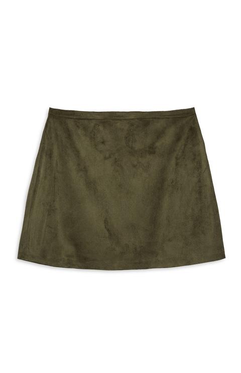 Green Suedette Mini Skirt