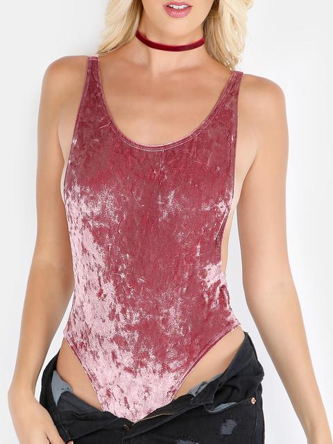 Pink Scoop Neck Drop Armhole Bodysuit