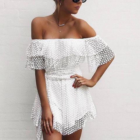 Betty Off Shoulder Lace Playsuit