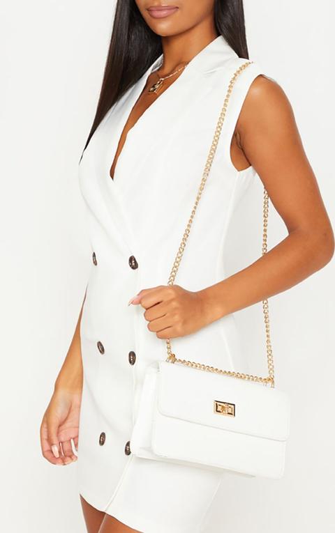 White Croc Chain Cross Body Bag