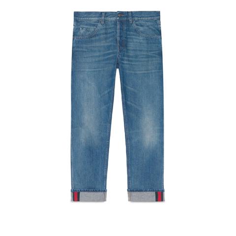 Jeans Aderente Blu Con Dettaglio Web