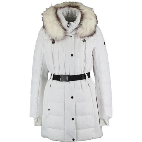 White Logo Waist Belt Parka