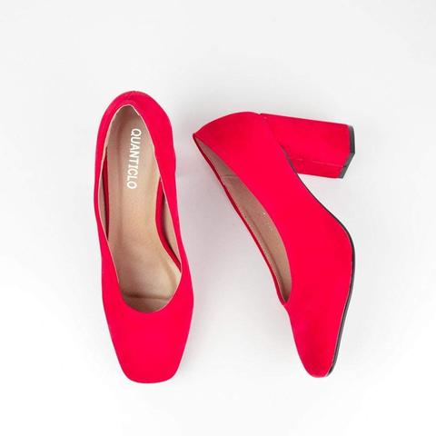 Abby - Red Suede Court Shoes