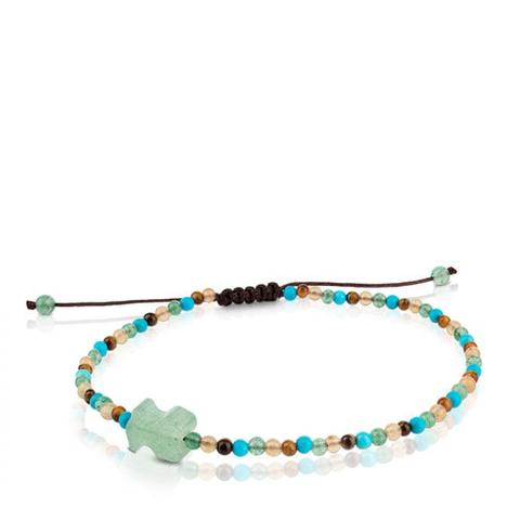 Pulsera De Gemas Multicolor Motivo Oso Tibet