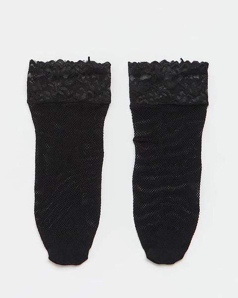 Black Lace Trim Fishnet Socks