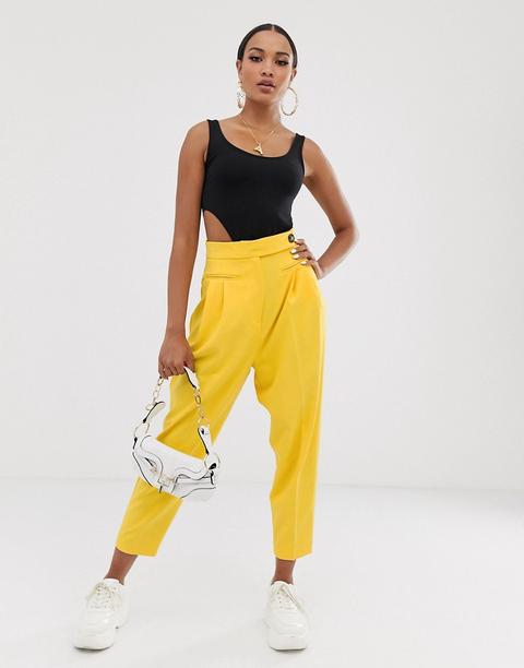 Pantalones Dad En Amarillo Pop Intenso De Asos Design