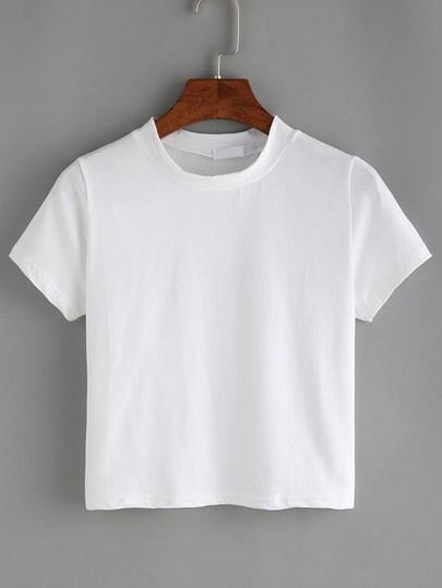 T-shirt Girocollo Con Maniche Corte - Bianco
