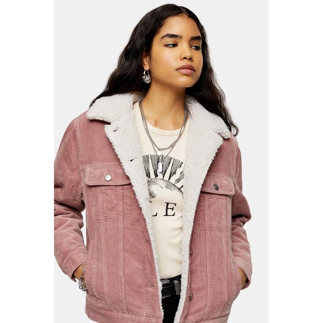 Topshop pink shop cord jacket