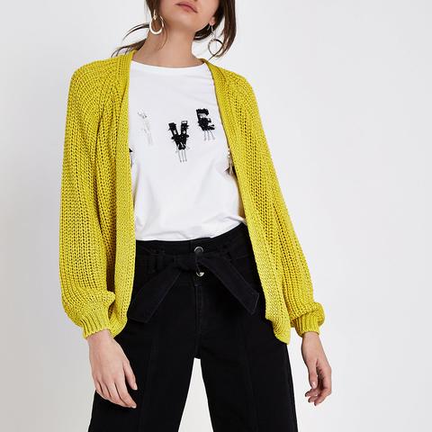Yellow Chunky Tape Knit Cardigan