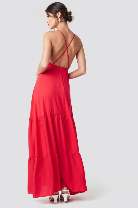 red maxi flowy dress