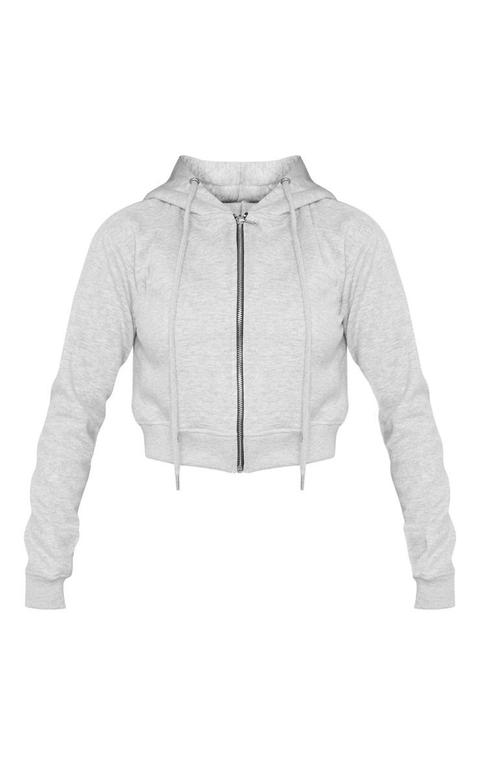 gray cropped zip up hoodie