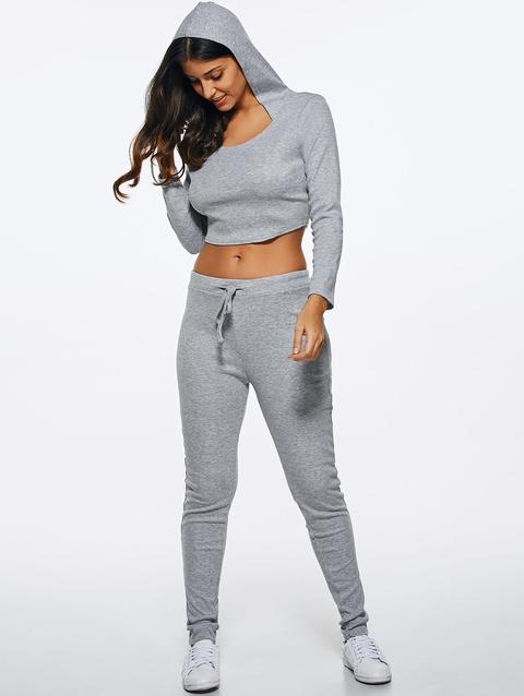 Cropped Hoodie And Drawstring Pants