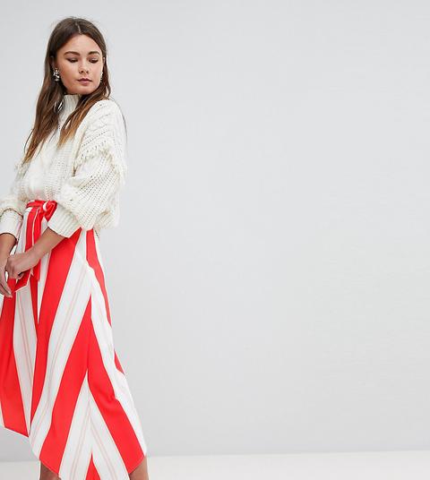 Falda Midi Asimétrica Con Estampado De Rayas De Boohoo