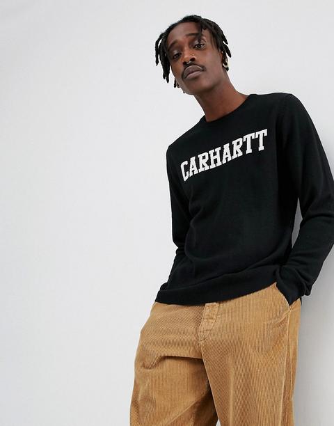 Carhartt Wip - Maglione College In Lana D'agnello - Nero