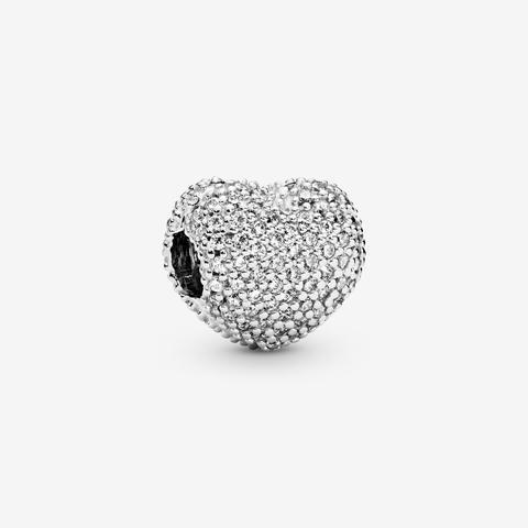 Pandora Pavé Heart Clip Charm - Sterling Silver / Clear from 