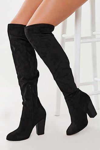 forever 21 black thigh high boots