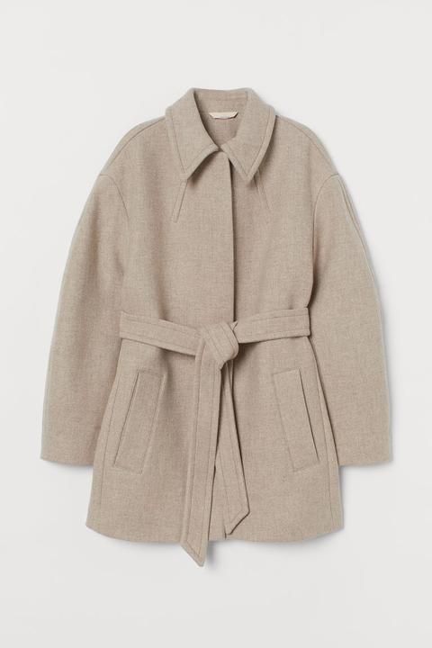 Wool-blend Coat - White