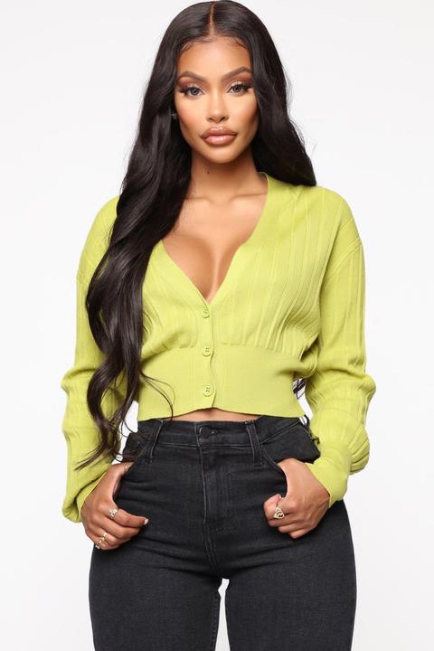 More Than This Feeling Button Up Sweater - Lime