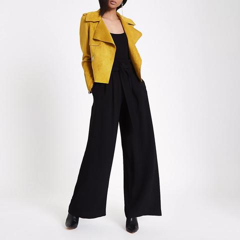 Black Belted Wide Leg Trousers