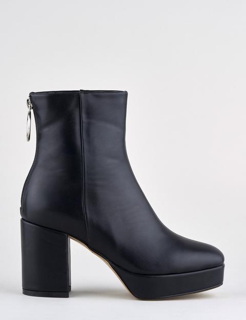 Baby Love Black Ring Pull Heeled Ankle Boots