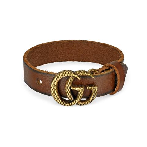 Pulsera De Piel Grabada Con Doble G