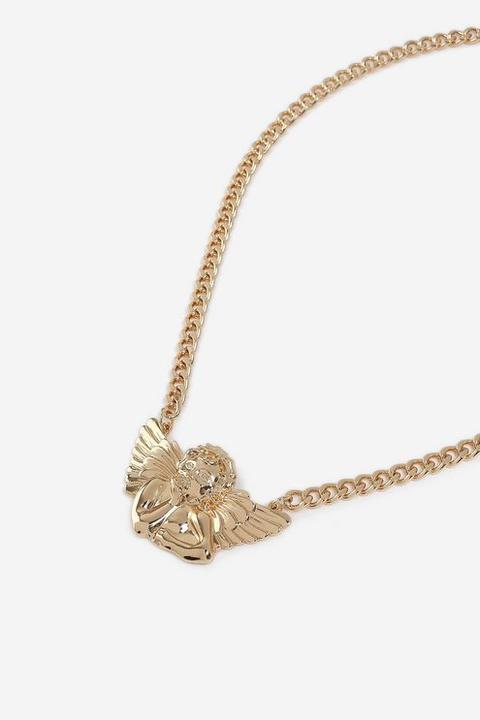 Womens **chunky Cherub Necklace - Gold, Gold