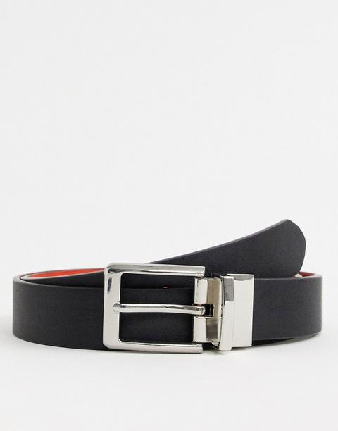 Asos Design Faux Leather Slim Reversible Belt In Black And Red